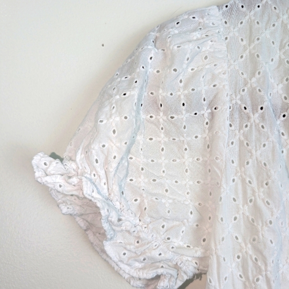 NWOT Zara White Eyelet Ruffle Mini Dress Whimsy CottageCore Beach Coquette - Picture 5 of 14
